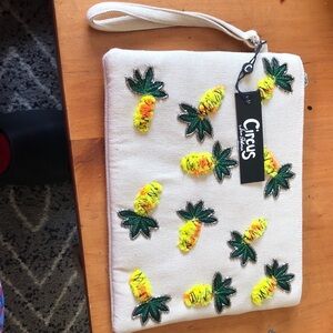 Circus by Sam Edelman Cream Clutch with Pineapple Design